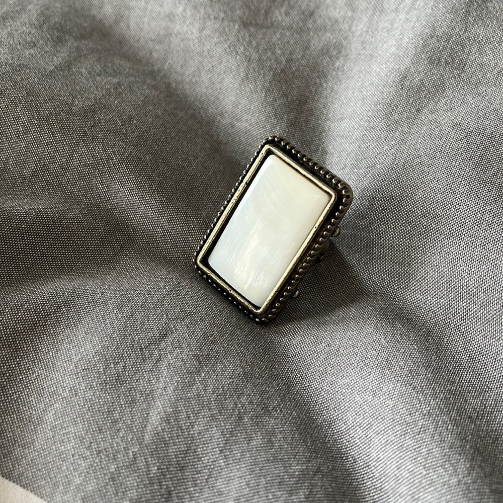 White Rectangle Ring - image 1